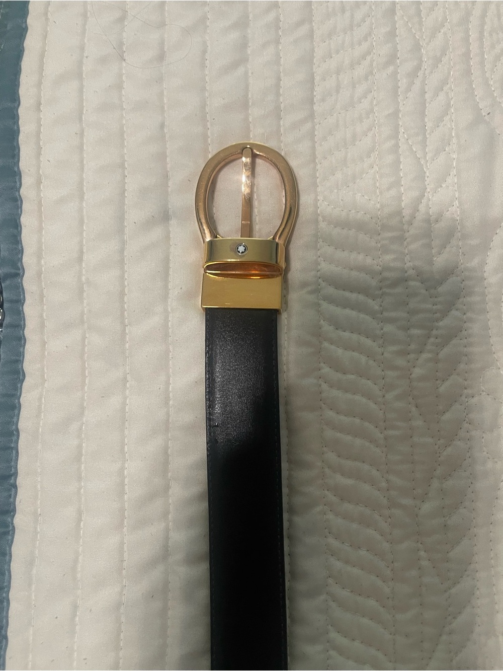 Men's Black Leather Belt with Gold Buckle - Dress & Casual